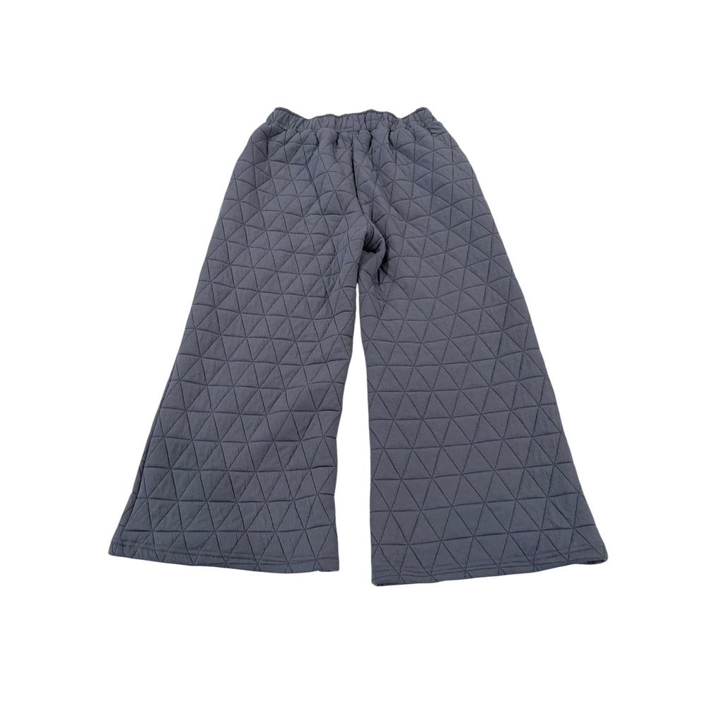 See and Be Seen Quilted Wide Leg Pants Blue Gray Geometric Triangle Lounge Small